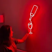 Неоновая вывеска «Вино и бокал» для дома или кафе — фото 2