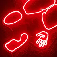 Неоновая вывеска отпечаток девушки бордовый/красный для интерьера — фото 3