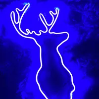 Неоновая вывеска олень лазурный для интерьера — фото 2