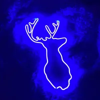 Неоновая вывеска олень лазурный для интерьера — фото 3