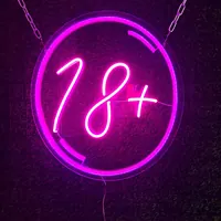 Неоновая вывеска 18+ в курсиве розовая для дома и кафе — фото 2
