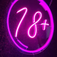 Неоновая вывеска 18+ в курсиве розовая для дома и кафе — фото 3