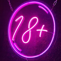 Неоновая вывеска 18+ в курсиве розовая для дома и кафе — фото 4