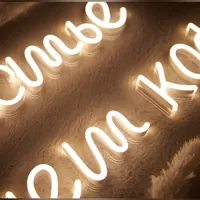 Неоновая вывеска "Счастье пахнет кофе" для кафе и офиса — фото 4