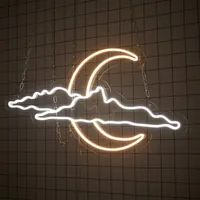 Неоновая вывеска Луна с облаками на стену — фото 2
