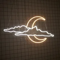 Неоновая вывеска Луна с облаками на стену — фото 3