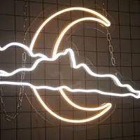 Неоновая вывеска Луна с облаками на стену — фото 4