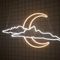 Неоновая вывеска Луна с облаками на стену — фото 6