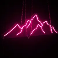 Неоновая вывеска Горы розового цвета 90×32 см на стену — фото 3
