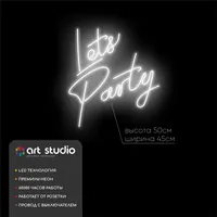 let's party — неоновая вывеска Art Studio