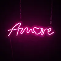 Неоновая вывеска Amore розовая 17x50 см — фото 2