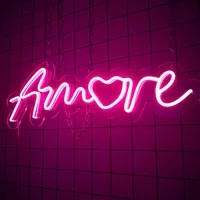 Неоновая вывеска Amore розовая 17x50 см — фото 4