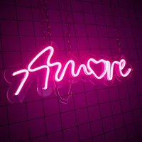 Неоновая вывеска Amore розовая 17x50 см — фото 5