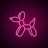 Неоновая вывеска собачка шарик на стену в интерьере — фото 2