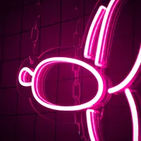 Неоновая вывеска собачка шарик на стену в интерьере — фото 4