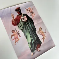 Постер Дедпул читает Библию на розовом фоне — фото 2