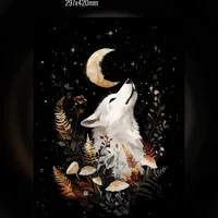 Черный постер с рисунком волка — фото 1