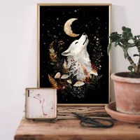 Черный постер с рисунком волка — фото 2