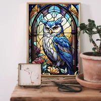 Постер с витражной совой на голубом фоне — фото 2