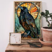 Постер с вороном на ярких витражах желтого цвета — фото 2