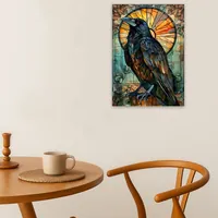 Постер с вороном на ярких витражах желтого цвета — фото 4