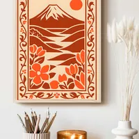 Желтый винтажный постер с горами для интерьера — фото 3