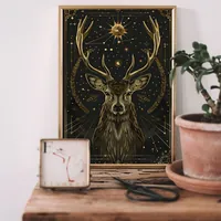 постер мистический олень звезды черный фон — фото 2