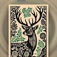 Винтажный постер с изображением оленя — фото 1