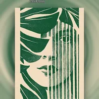 портрет девушки, тропические растения — неоновая вывеска Art Studio