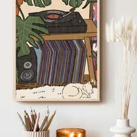 скандинавский постер спящий котик — фото 3