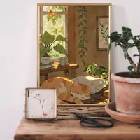 спящий котик постер 29х42 см бежевый — фото 2