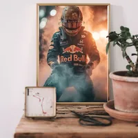 Постер гонщик Red Bull на фоне огня — фото 2