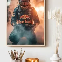 Постер гонщик Red Bull на фоне огня — фото 3
