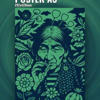 этно постер шаманка с травами и цветами — фото 1