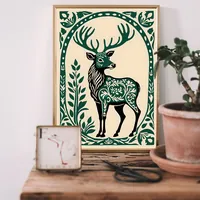 Постер олень в лесном стиле для интерьера — фото 2