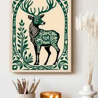 Постер олень в лесном стиле для интерьера — фото 3