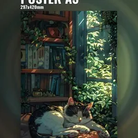 Постер спящего кота интерьерный без рамки — фото 1