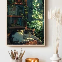 Постер спящего кота интерьерный без рамки — фото 3