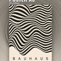 в стиле Bauhaus с оптическим узором, Баухаус — неоновая вывеска Art Studio