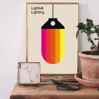 Постер в стиле Баухаус с минималистичной абстрактной лампой для интерьера — фото 2