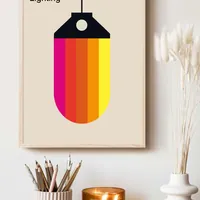 Постер в стиле Баухаус с минималистичной абстрактной лампой для интерьера — фото 3