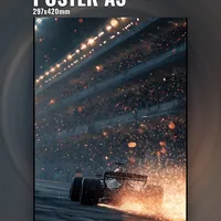 Формула 1 экстремальная гонка под дождём, искры и скорость — неоновая вывеска Art Studio