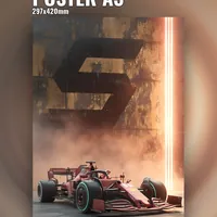 желтый постер Формулы 1 болид в дыме — фото 1