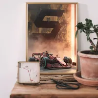 желтый постер Формулы 1 болид в дыме — фото 2