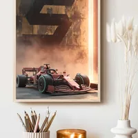 желтый постер Формулы 1 болид в дыме — фото 3