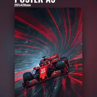 болид Формулы 1 на скорости, красные световые трассы — неоновая вывеска Art Studio