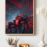 Постер Формулы 1 на скорости, красные световые трассы — фото 3