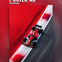 Постер болид Формулы 1 красного цвета — фото 1