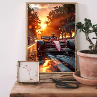 Постер болидов Формулы 1 на закате 29×42 см — фото 2