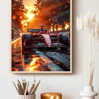 Постер болидов Формулы 1 на закате 29×42 см — фото 3